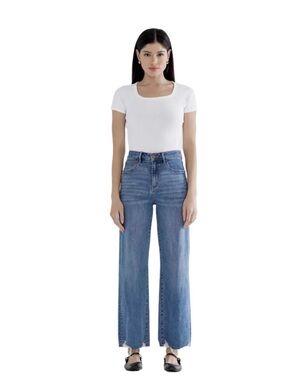 Mica Denim - High-Rise Wide Leg Frayed Hem Jeans Sz 25